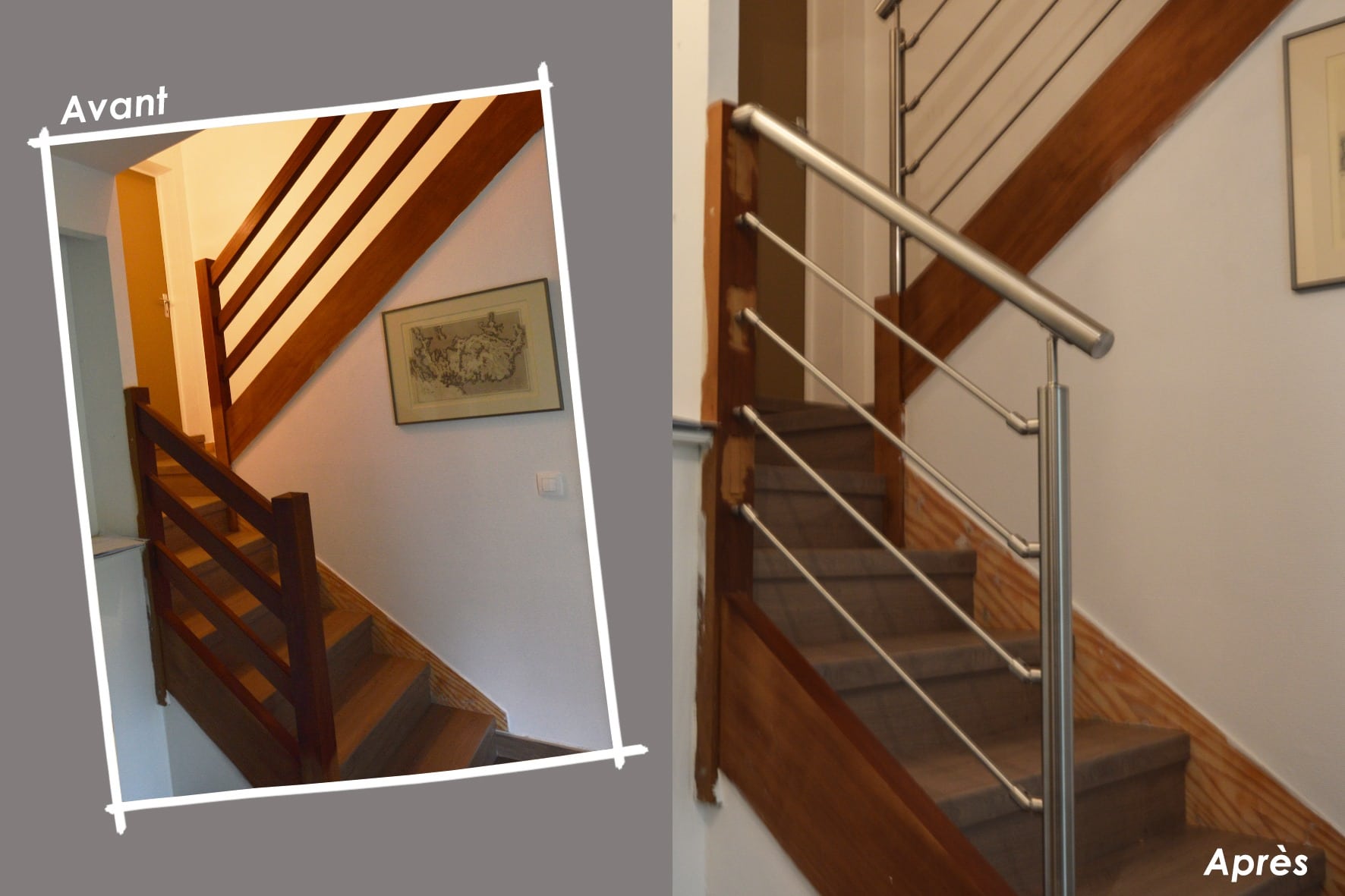 Rénovation escalier béton et garde-corps bois