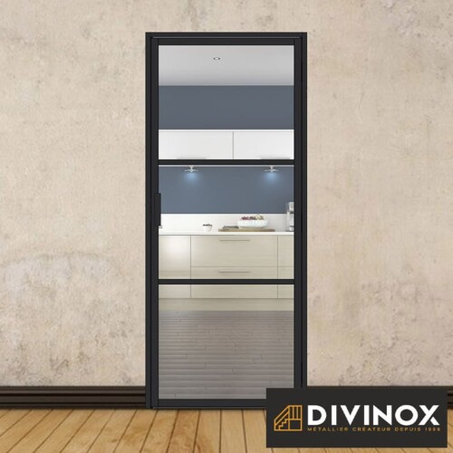 Bloc porte battante aluminium - 3 sections horizontales