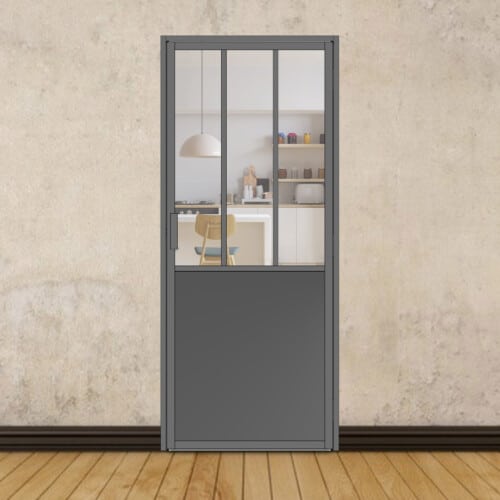 Porte battante 40 avec soubassement tôle