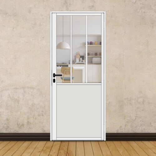 Porte battante 66 avec béquille, serrure à pêne et cylindre