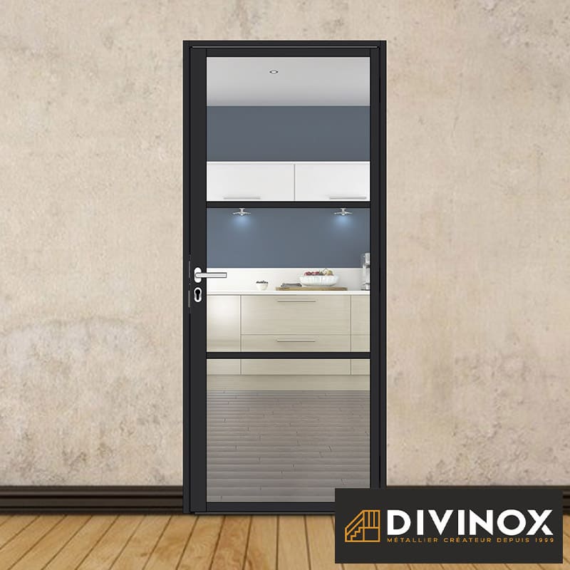 Bloc porte battante H 2040 x L 830 mm - 3 sections horizontales + béquille