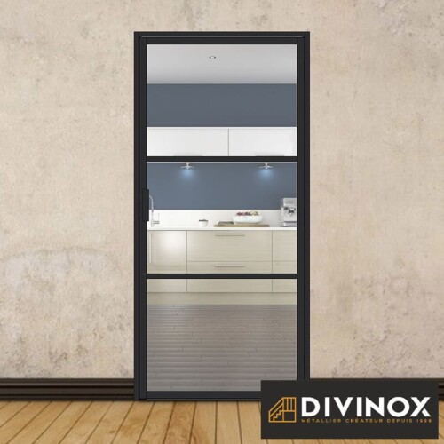 Bloc porte battante aluminium - 3 sections horizontales